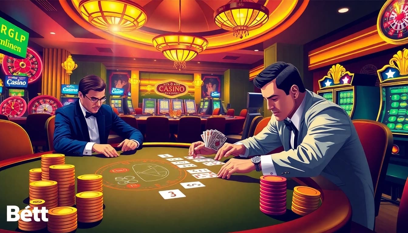 Engage with the thrilling world of Trang Chủ Bet88 at a vibrant casino table, filled with excitement and poker chips.