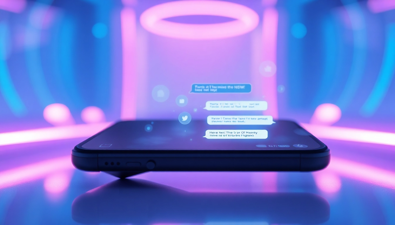 Engaging AI chat nsfw interface on a smartphone screen in a futuristic setting