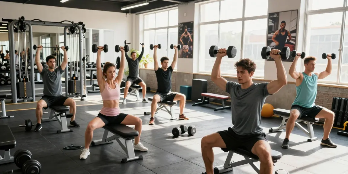 Anabolika kaufen: Sportler im Fitnessstudio beim intensiven Training mit Gewichten und motivierenden Umgebungsdetails.
