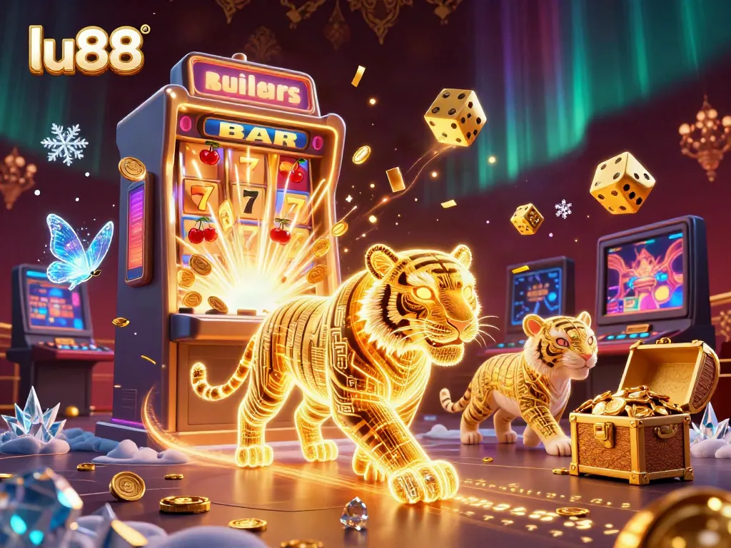 Experience the excitement at lu88 with a vivid casino scene featuring dynamic games and dazzling jackpot elements.