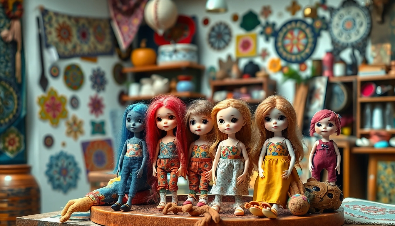 Gestaltung von einzigartigen Gutdolls in einem kreativen Atelier mit bunten Textilien.