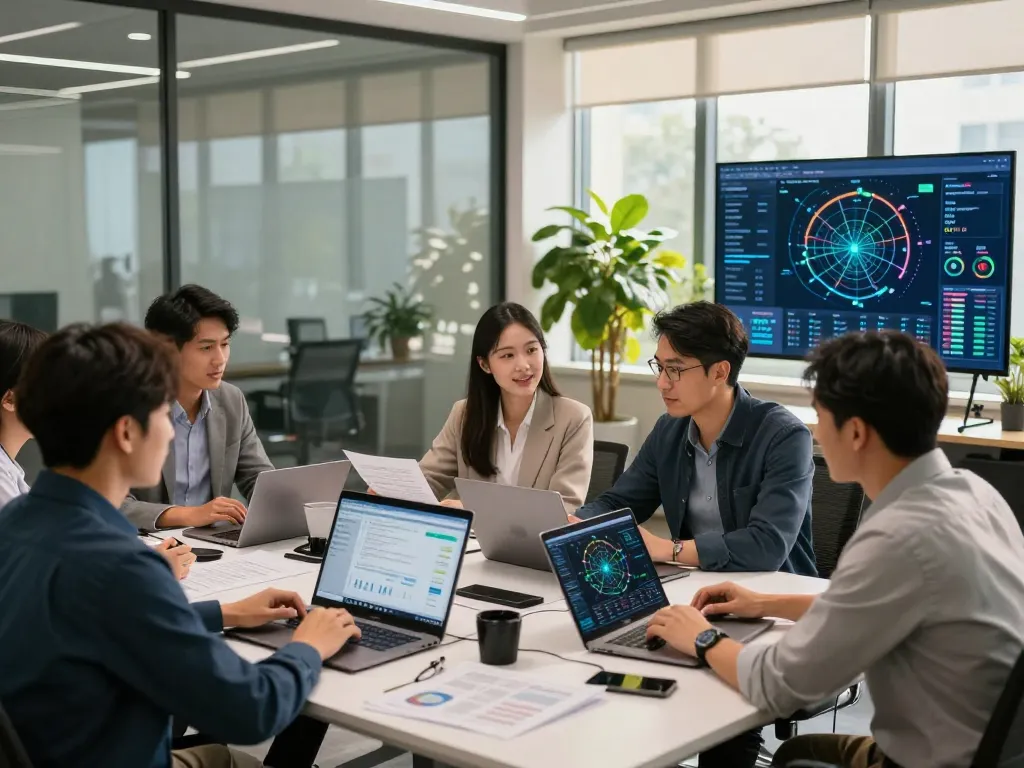 Business team utilizing fabetbiz.com for high-speed internet connectivity in a modern office.