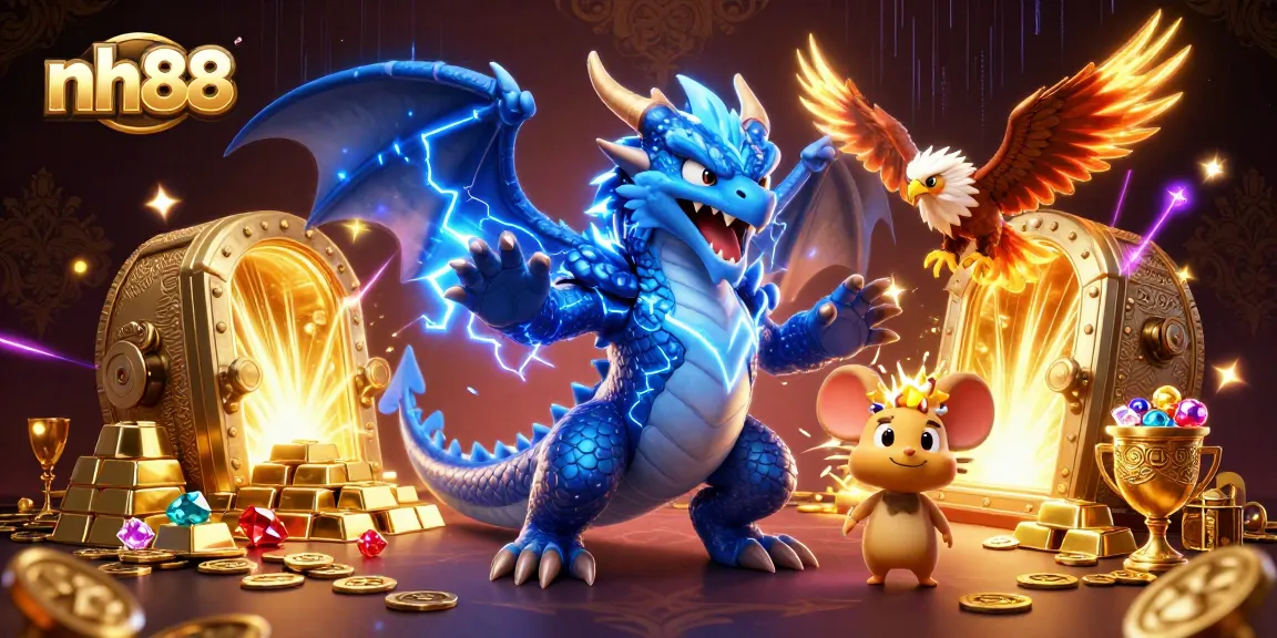 Experience the thrill of winning at nh88 with a dynamic casino-themed illustration showcasing vibrant gaming elements.
